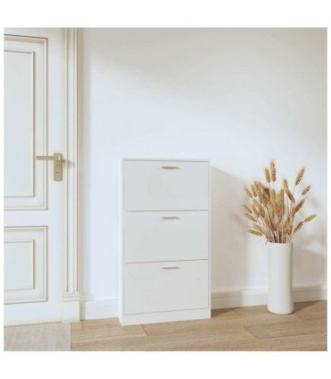 vidaXL Shoe Cabinet High Gloss White 59x17x108 cm Engineered Wood