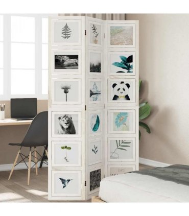 vidaXL Room Divider 3 Panels White Solid Wood Paulownia