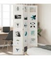 vidaXL Room Divider 3 Panels White Solid Wood Paulownia