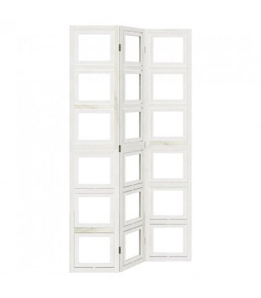 vidaXL Room Divider 3 Panels White Solid Wood Paulownia