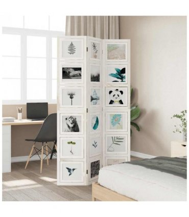 vidaXL Room Divider 3 Panels White Solid Wood Paulownia