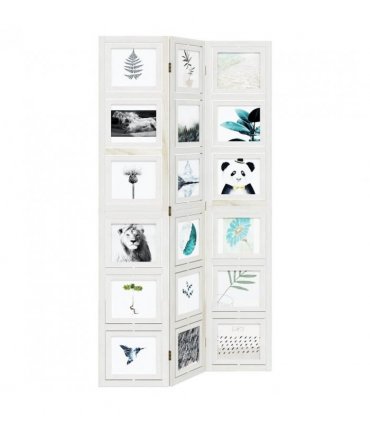 vidaXL Room Divider 3 Panels White Solid Wood Paulownia