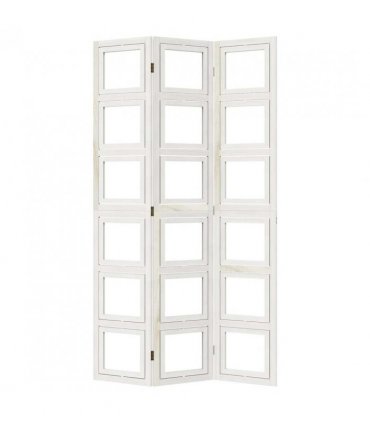 vidaXL Room Divider 3 Panels White Solid Wood Paulownia