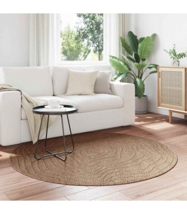 vidaXL Area Rugs Round Moire AGIRA Natural Ø 160 CM Polyester
