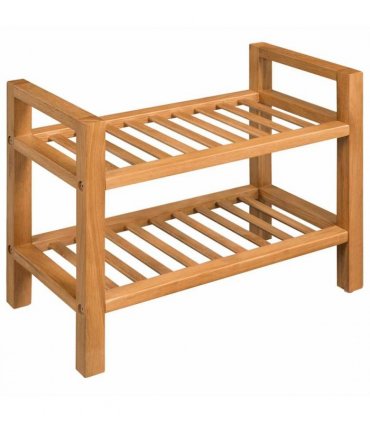 vidaXL Shoe Rack with 2 Shelves 50x27x40 cm Solid Oak Wood