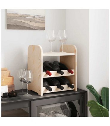 vidaXL Wine Rack with Top Board 33x25x37 cm Solid Wood Pine