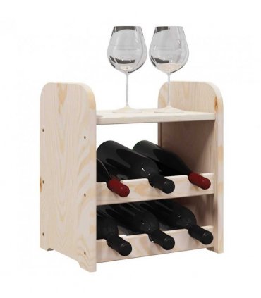vidaXL Wine Rack with Top Board 33x25x37 cm Solid Wood Pine