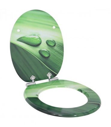 vidaXL Soft-Close Toilet Seat Green Drop 44 x 38 cm MDF board