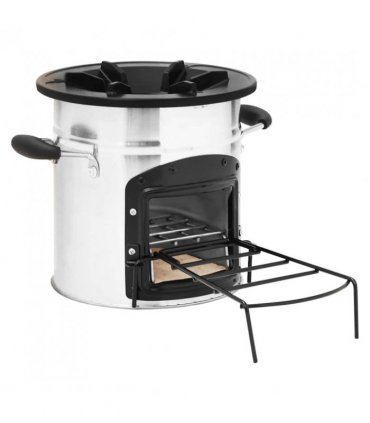 vidaXL Camping Wood Stove Silver 45.5x33x25.5 cm Stainless Steel