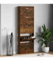 vidaXL Shoe Cabinet Smoked Oak 59x17x169 cm Engineered Wood