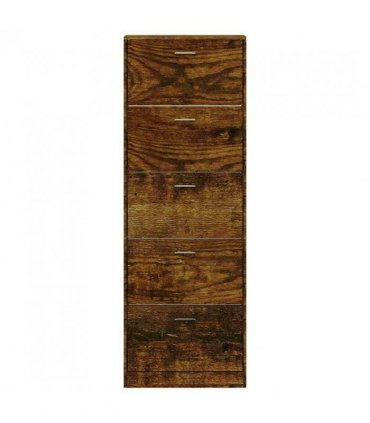 vidaXL Shoe Cabinet Smoked Oak 59x17x169 cm Engineered Wood