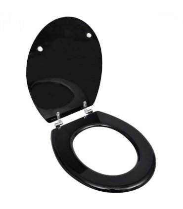 vidaXL WC Toilet Seat MDF Lid Simple Design Black