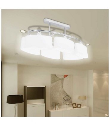 Ceiling Lamp with Ellipsoid Glass Shades for 6 E14 Bulbs
