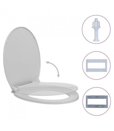vidaXL Soft-Close Toilet Seat Light Grey Oval
