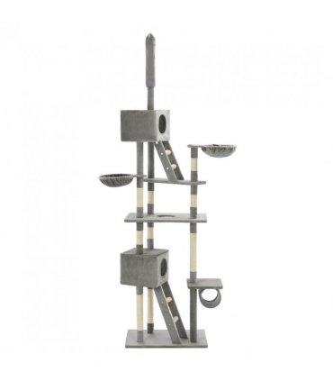 vidaXL Cat Tree with Sisal Scratching Posts 230-260 cm Grey
