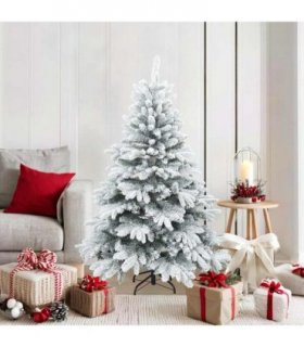vidaXL Artificial Hinged Christmas Tree Snow Flocked White 150 cm