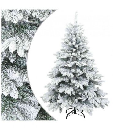 vidaXL Artificial Hinged Christmas Tree Snow Flocked White 150 cm