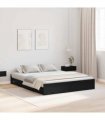 vidaXL Storage Bed Frame Black Oak 140 x 190 cm Engineered Wood