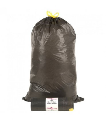 vidaXL Bin Bags with Drawstrings 250 pcs Black 60 L