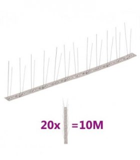 vidaXL 2-row Stainless Steel Bird & Pigeon Spikes Set of 20 10 m