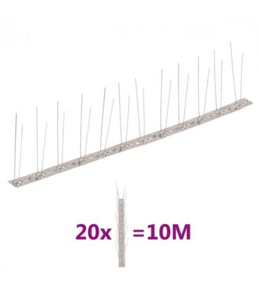 vidaXL 2-row Stainless Steel Bird & Pigeon Spikes Set of 20 10 m