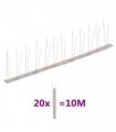 vidaXL 2-row Stainless Steel Bird & Pigeon Spikes Set of 20 10 m
