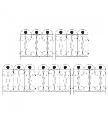 vidaXL Garden Fence 5 pcs Black Steel