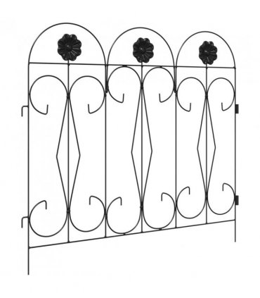vidaXL Garden Fence 5 pcs Black Steel