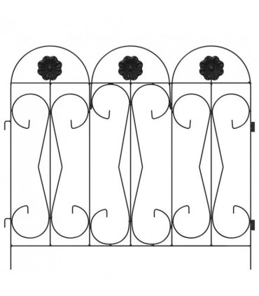 vidaXL Garden Fence 5 pcs Black Steel