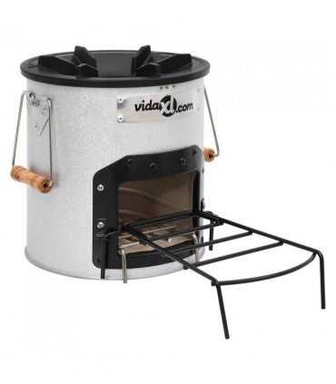 vidaXL Camping Wood Stove Silver 45x25x26 cm Steel