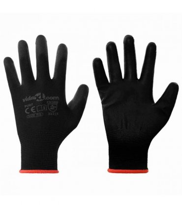 vidaXL Work Gloves 24 pcs Black 7 / S Polyester