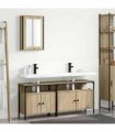 vidaXL Bathroom Furniture Set with Shelf 3 pcs Brown Engineered wood
