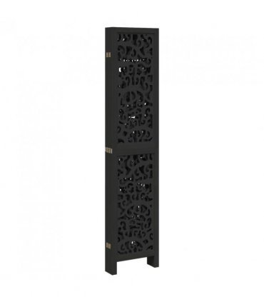 vidaXL Room Divider 6 Panels Black Solid Wood Paulownia