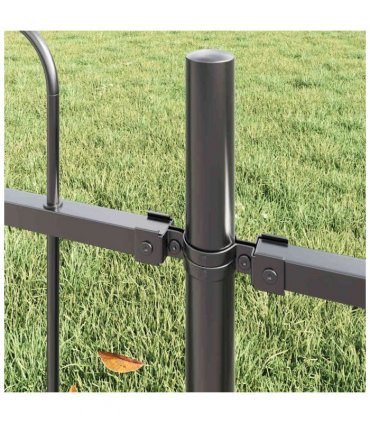 vidaXL Garden Fence 2 pcs Grey 3.4 x 0.8 m Powder-coated Steel
