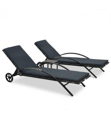 vidaXL Sun Lounger | Anthracite and Grey | PE Rattan and Powder-Coated Steel
