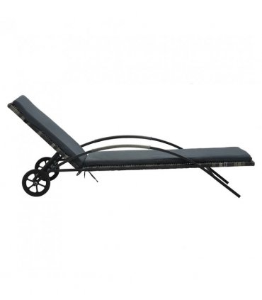 vidaXL Sun Lounger | Anthracite and Grey | PE Rattan and Powder-Coated Steel