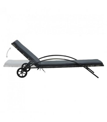 vidaXL Sun Lounger | Anthracite and Grey | PE Rattan and Powder-Coated Steel