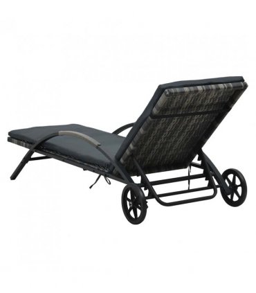 vidaXL Sun Lounger | Anthracite and Grey | PE Rattan and Powder-Coated Steel
