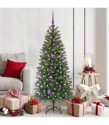 vidaXL Christmas Bauble Set with 150 LEDs 61 pcs Lilac Plastic