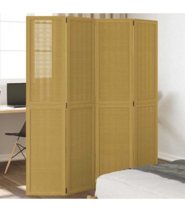 vidaXL Room Divider 4 Panels Brown Solid Wood Paulownia