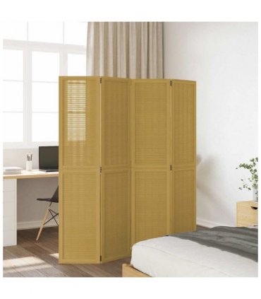 vidaXL Room Divider 4 Panels Brown Solid Wood Paulownia