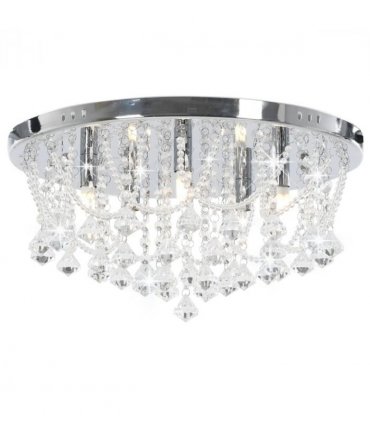 vidaXL Ceiling Lamp with Crystal Beads Silver Round 4 x G9 Bulbs