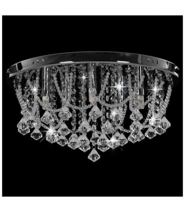 vidaXL Ceiling Lamp with Crystal Beads Silver Round 4 x G9 Bulbs