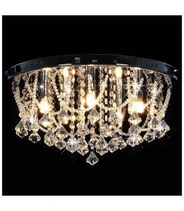 vidaXL Ceiling Lamp with Crystal Beads Silver Round 4 x G9 Bulbs