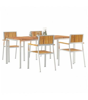 vidaXL Outdoor Dining Set 5 pcs Brown Solid Acacia Wood