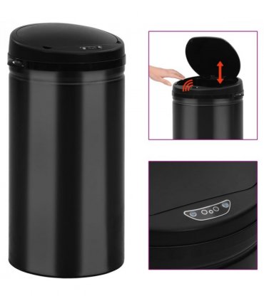 vidaXL Automatic Sensor Dustbin 50 L Carbon Steel Black