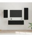 vidaXL TV Cabinet Set Wall-mounted 4 pcs Black Oak Engineered Wood