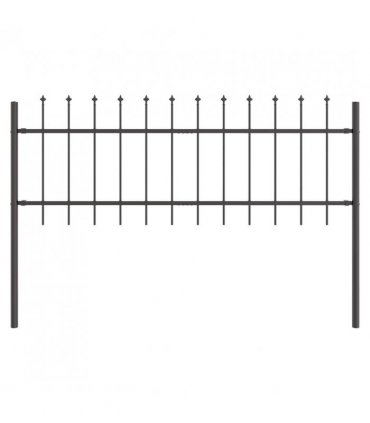 vidaXL Garden Fence 9 pcs Grey 15.3 x 0.6 m Powder-coated Steel