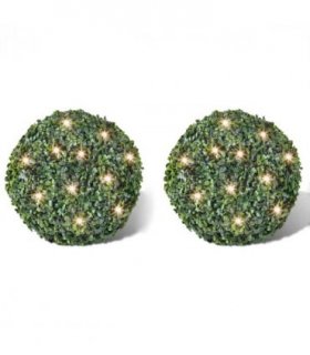 Boxwood Ball Artificial Leaf Topiary Ball 35 cm Solar LED String 2 pcs