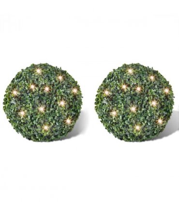Boxwood Ball Artificial Leaf Topiary Ball 35 cm Solar LED String 2 pcs
